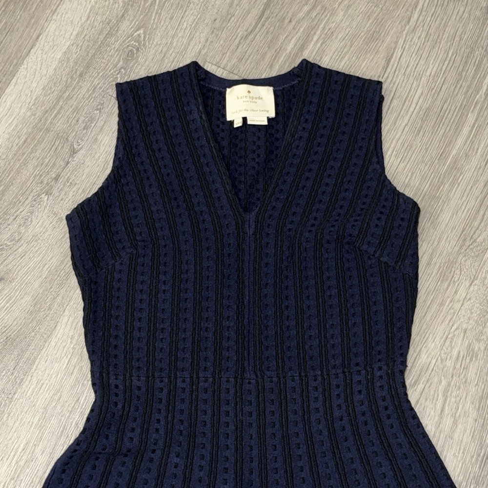 Kate Spade Navy Blue Women’s Sleeveless V-Neck Sweater Dress Size XXS - Picture 7 of 12